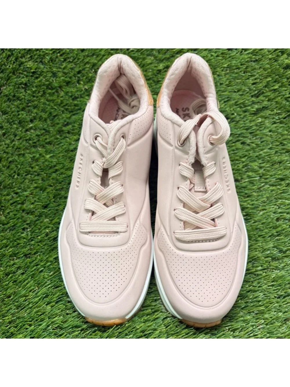 Skechers Uno Shimmer Away Womens Size 6.5 Pink White Running Shoes Sneakers